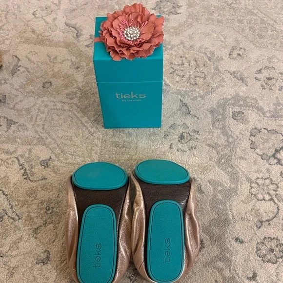 Tieks Metallic Ballet Flats in Rose Gold - Picture 2 of 3